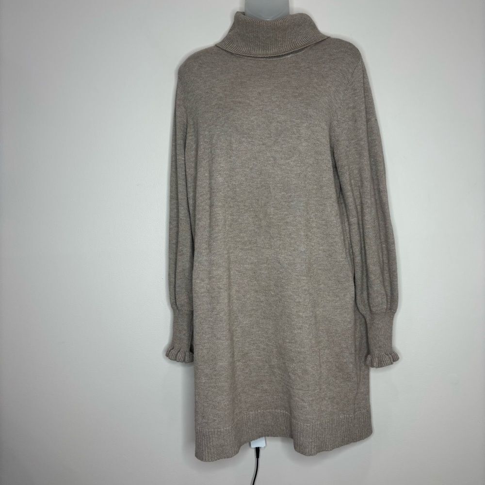 LC Lauren Conrad Long Sleeve Tan Beige Sweater Dress turtleneck loose fit small - Picture 1 of 7